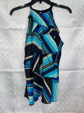 Worthington Striped Tank Top in Teal, Blue, Yellow & Black